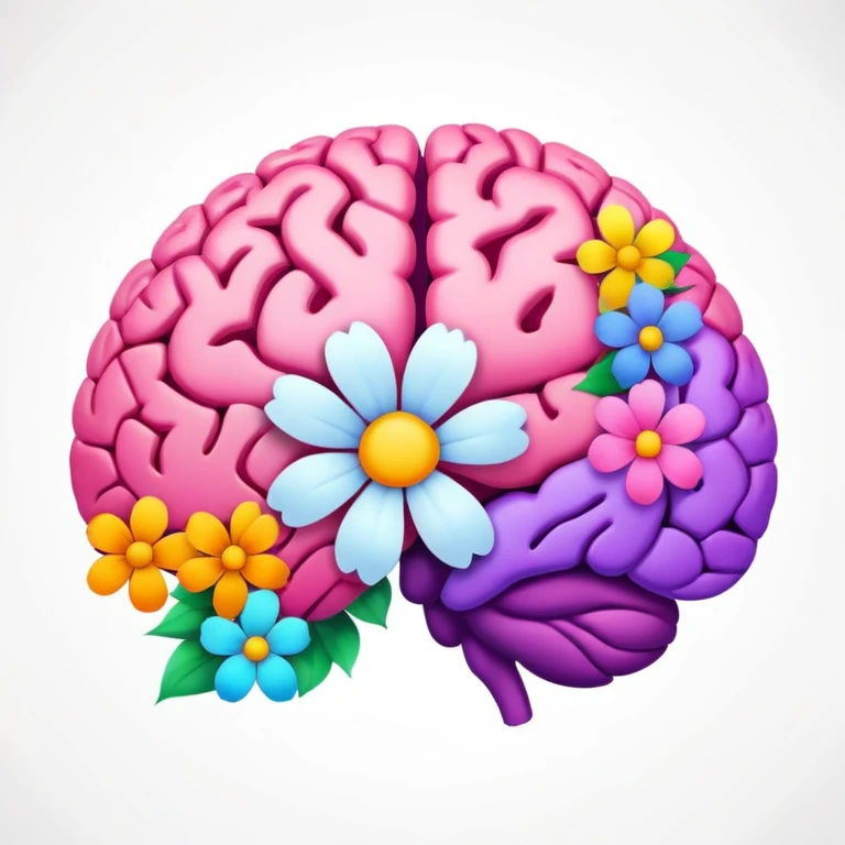 Brain, flowers emoji