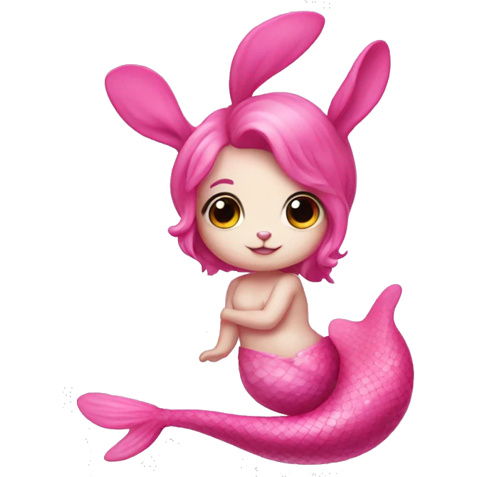 Pink bunny mermaid  emoji