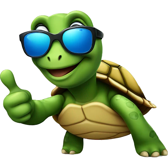 Turtle with sunglasses giving thumb up emoji