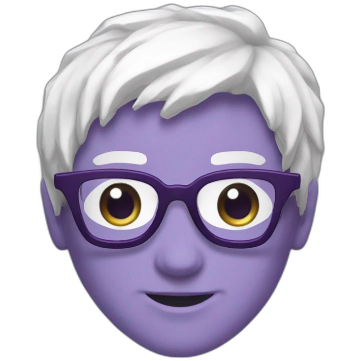 Gojo Anime avec des lunette mauve et des yeux blancs emoji