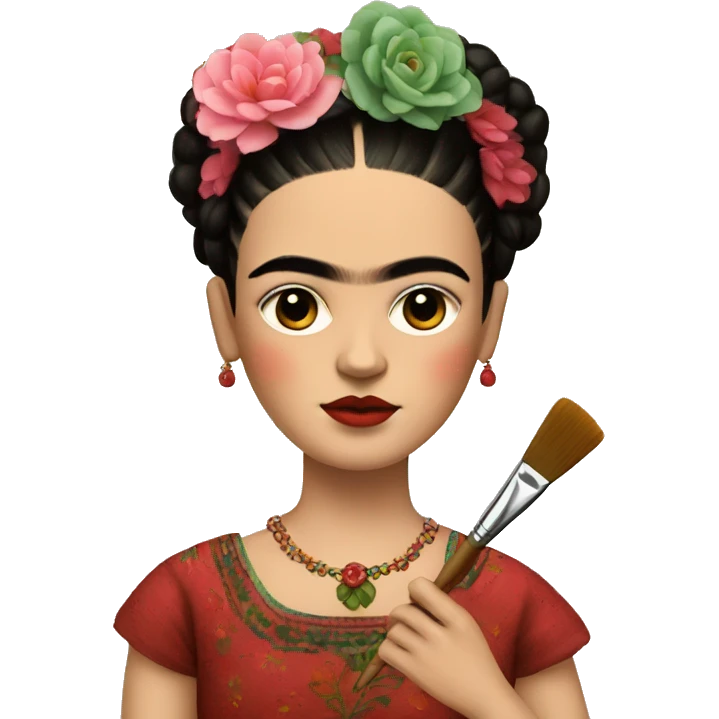 body frida kahlo kid with paintbrush emoji