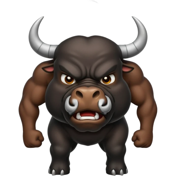 Emoji of an angry black powerful bull with steam coming out of its nose emoji
