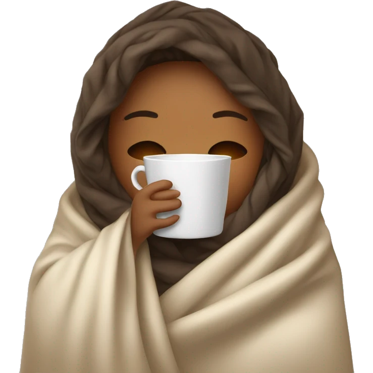 girl inside a blanket sipping coffee eyes closed emoji