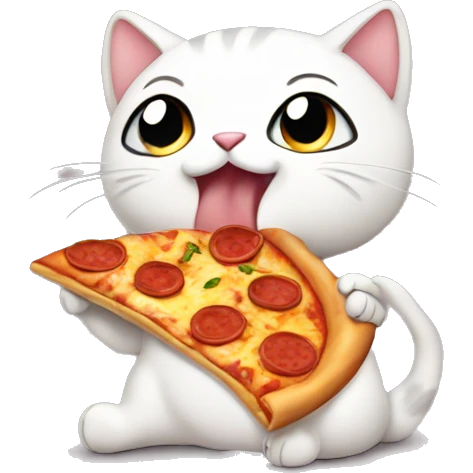 Cute cat eating pizza emoji