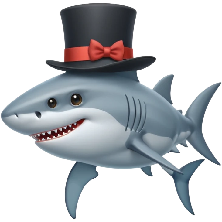 Shark with a top hat emoji