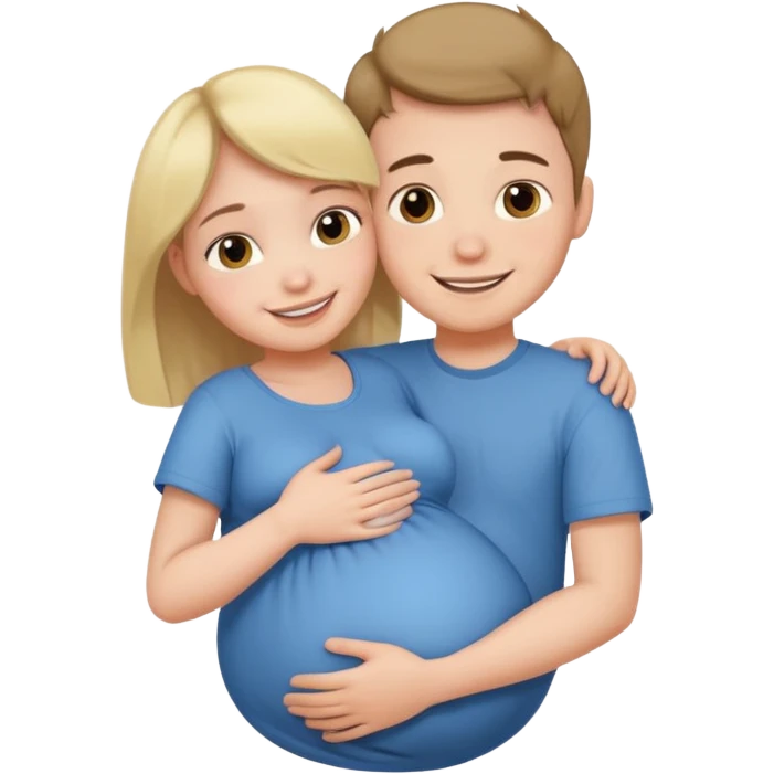 Make a pregnant boy being hugged by a girl emoji