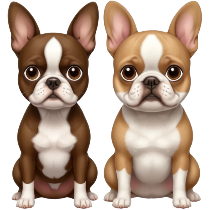 Skinny brown Boston terrier and pure white French bulldog emoji