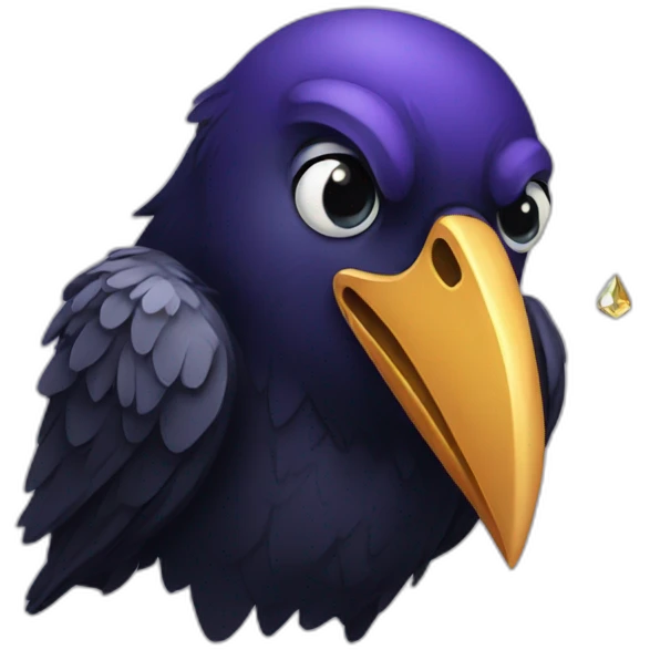 raven holding a diamond in its beak emoji