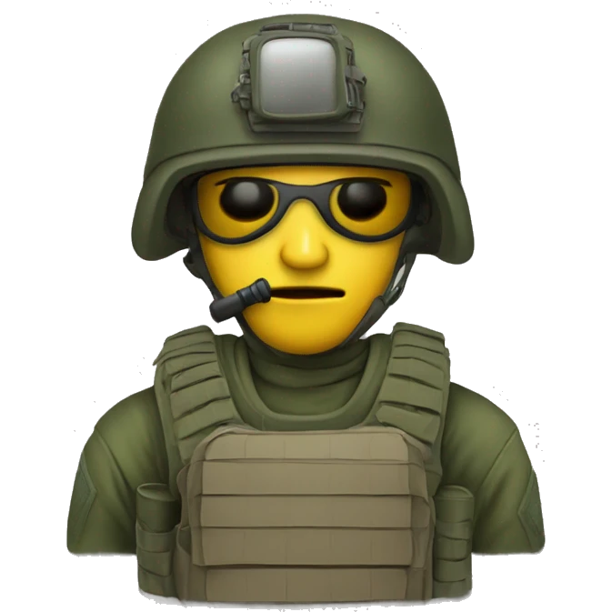 military solider with full gear on and mask emoji