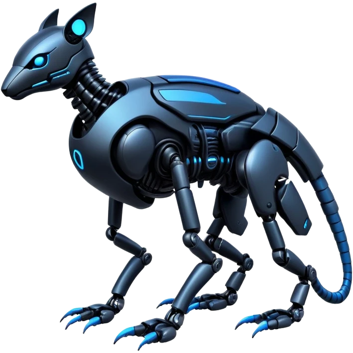 Modern futuristic black dark cyberpunk-fakemon-animal-creature with blue accents emoji