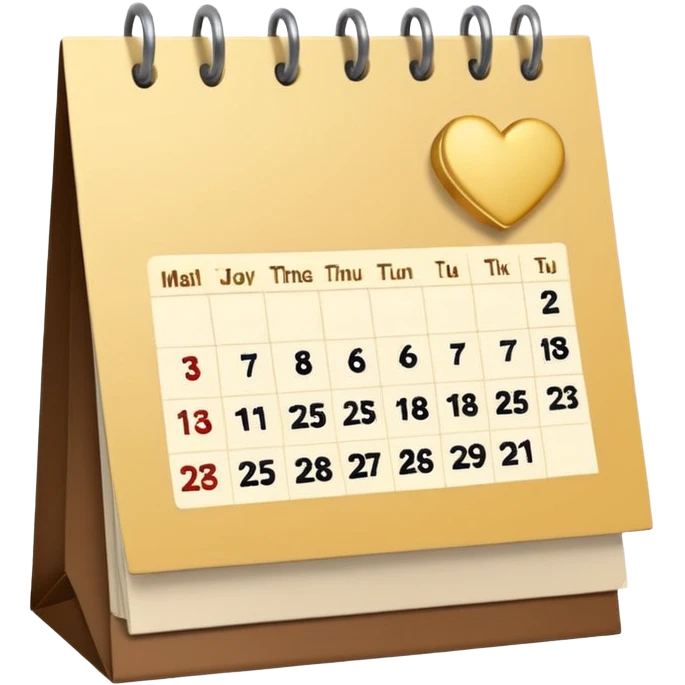 cute kalender , really light yellow/gold/brown themed with maybe a little heart on it. its paper in it and rings at the top of it where the paper is on. it needs to look like its drawed of smt and the rings at the top instead.  emoji