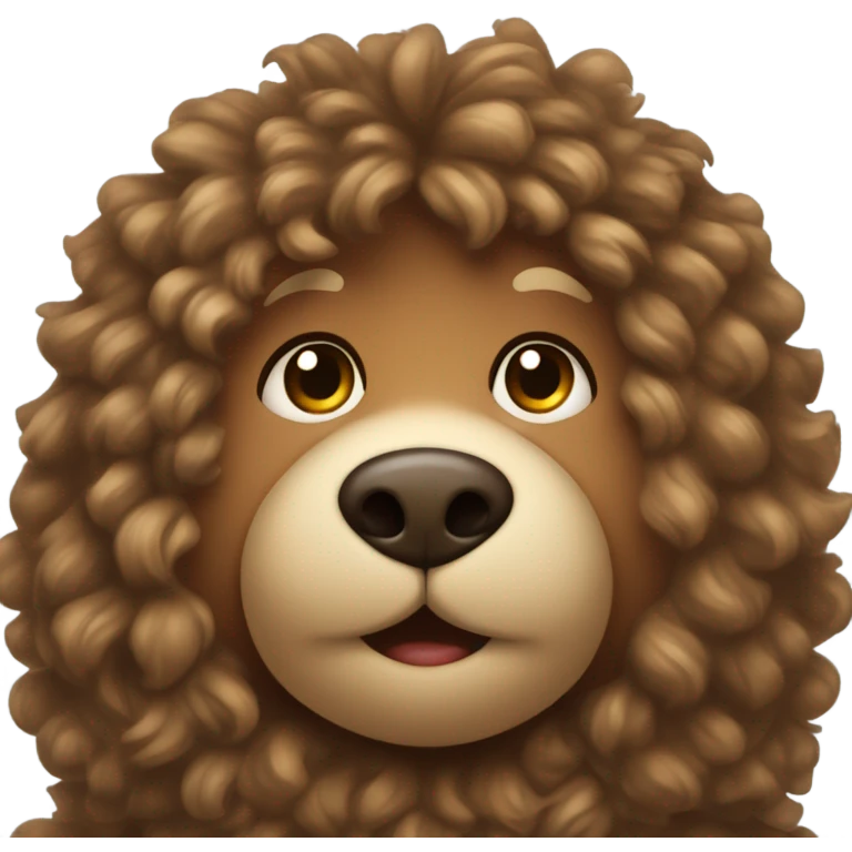 teddy bear with long curly hair with a middle part emoji