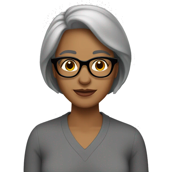 Mama grey straight bob brown eyes glasses  emoji