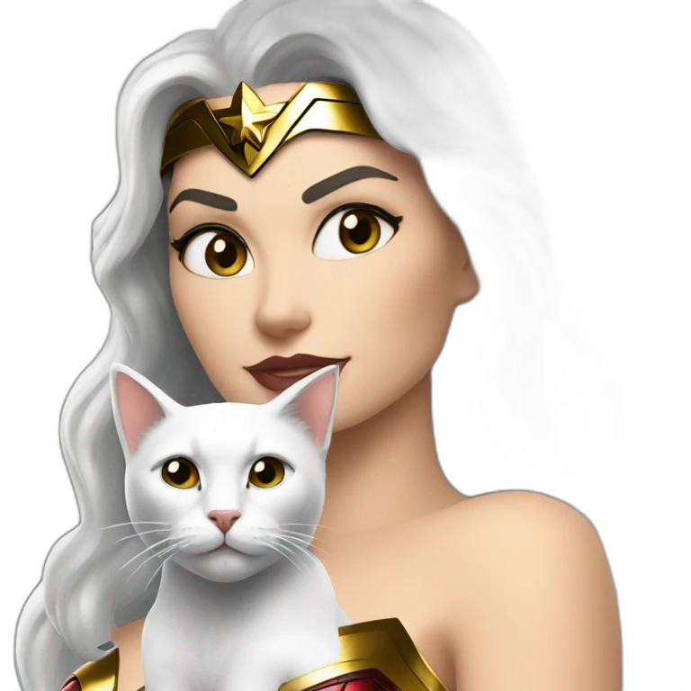 White Wonder Woman with cat emoji