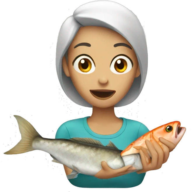 Women eating a fish  emoji