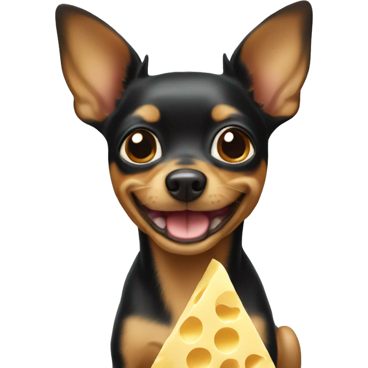 Toy terrier with cheese  emoji