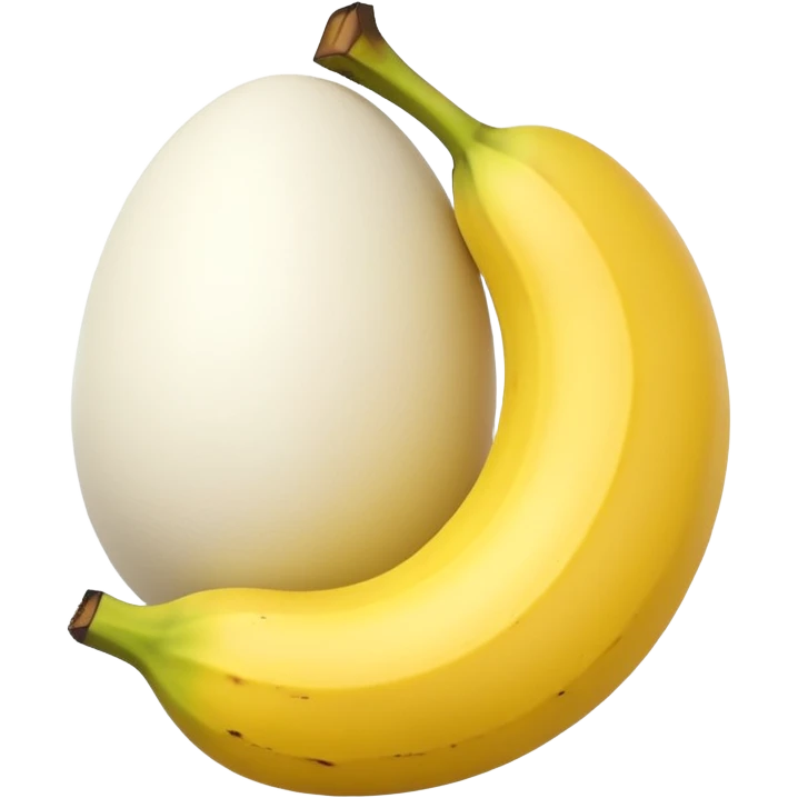 A banana standing between two eggs emoji