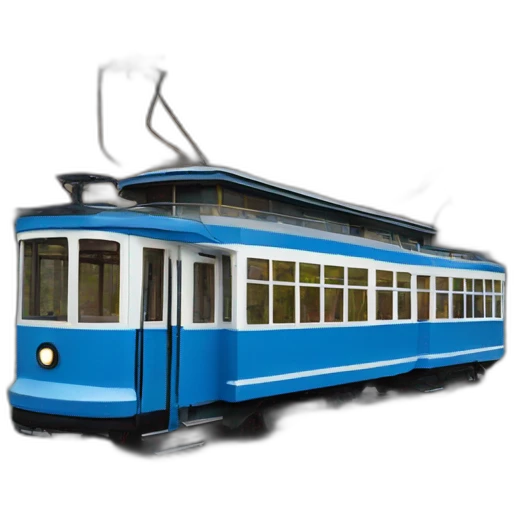 Blue tramway with Swallow on emoji