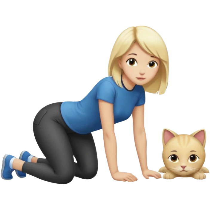 A girl on ground on all fours like a cat and a guy standing with knee on the ground. The guy is standing behind the girl. Guy is a male. emoji