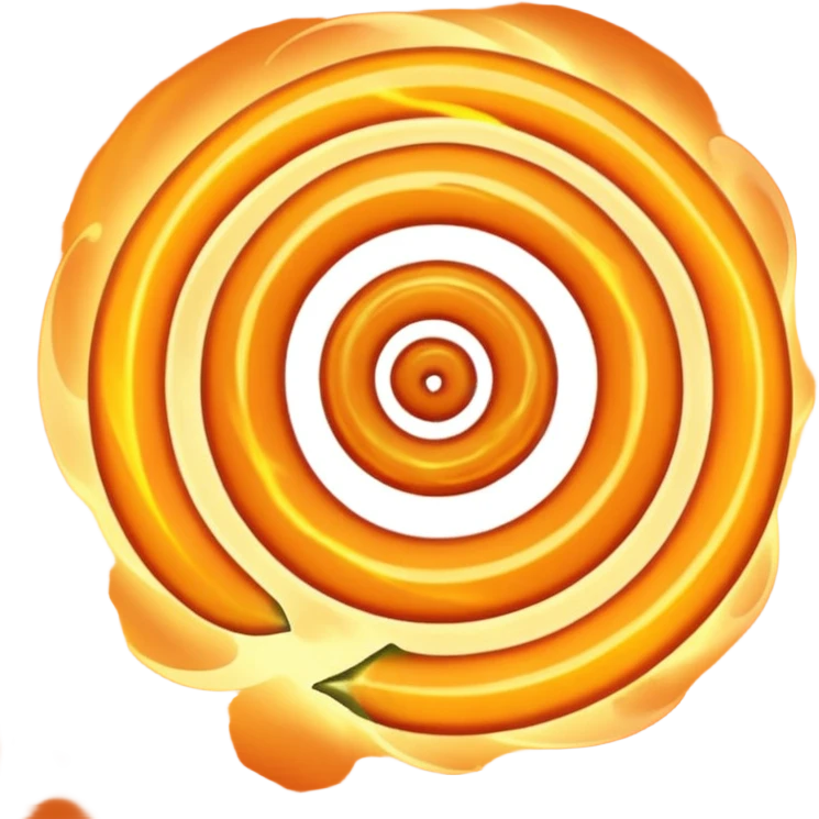 A glowing orange spiral emoji