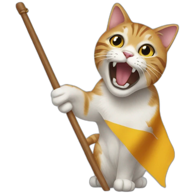 Cat play with the one piece flag  emoji