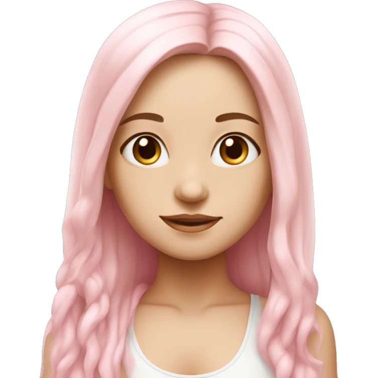 White skin girl in light pink yoga outfitot pink long hair emoji