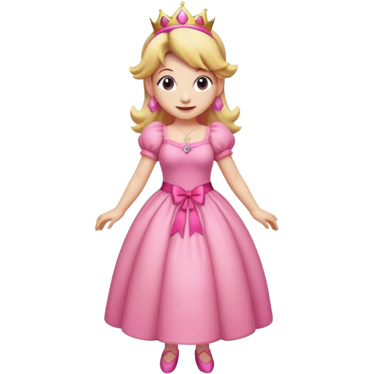 Princess peach full body with a pink ribbon on her hair emoji