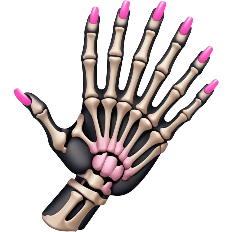 A skeletal hand with pink nails (5 fingers) emoji