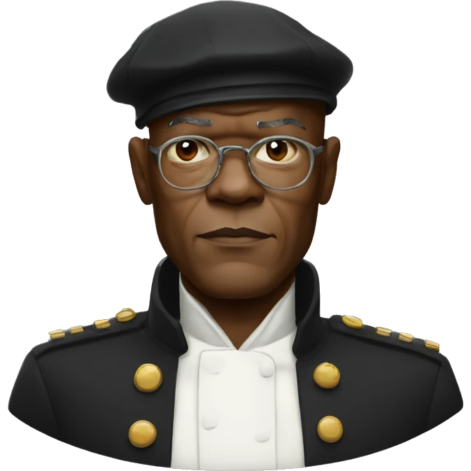 bald samuel l jackson serious wearing beret emoji