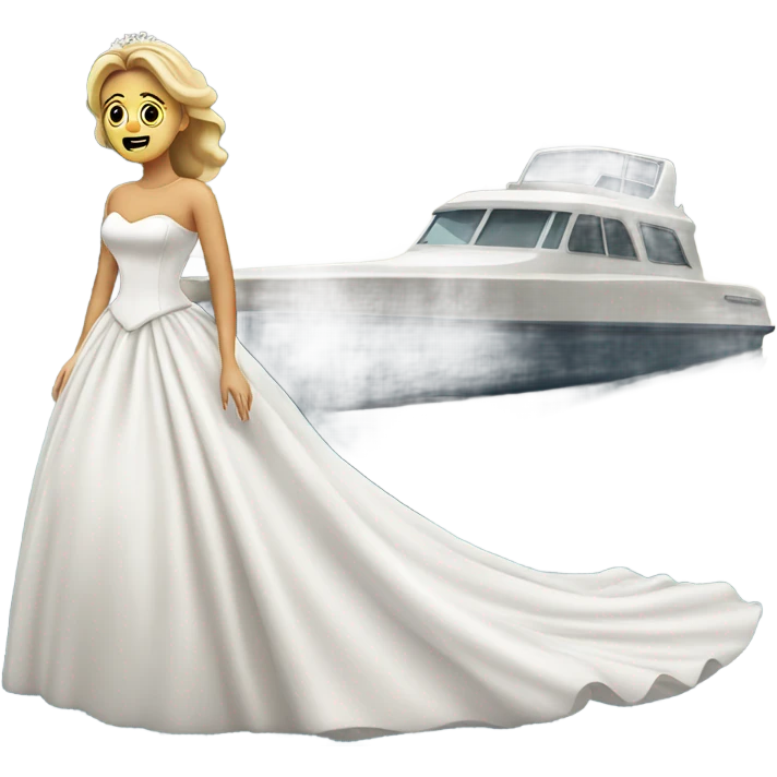 Shocked white bride on a boat emoji