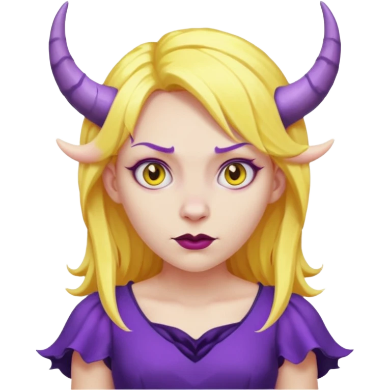  yellow hair girl with evil horns and purple dress emoji
