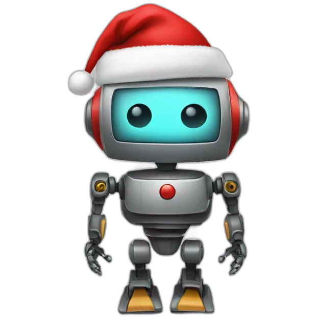 Robot with a Santa hat emoji
