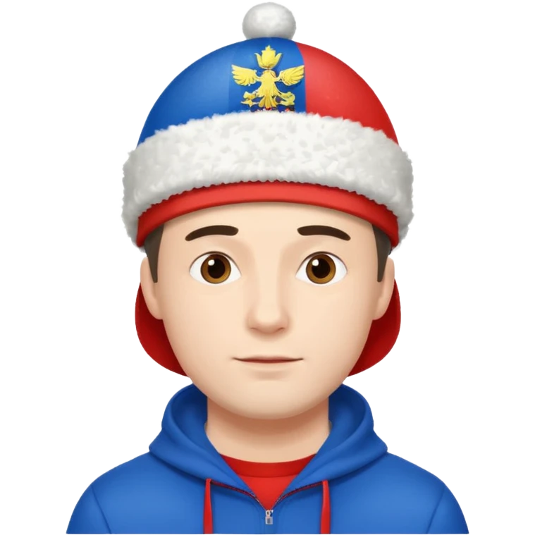 A guy with a Russia flag hat and Russia flag confetti emoji