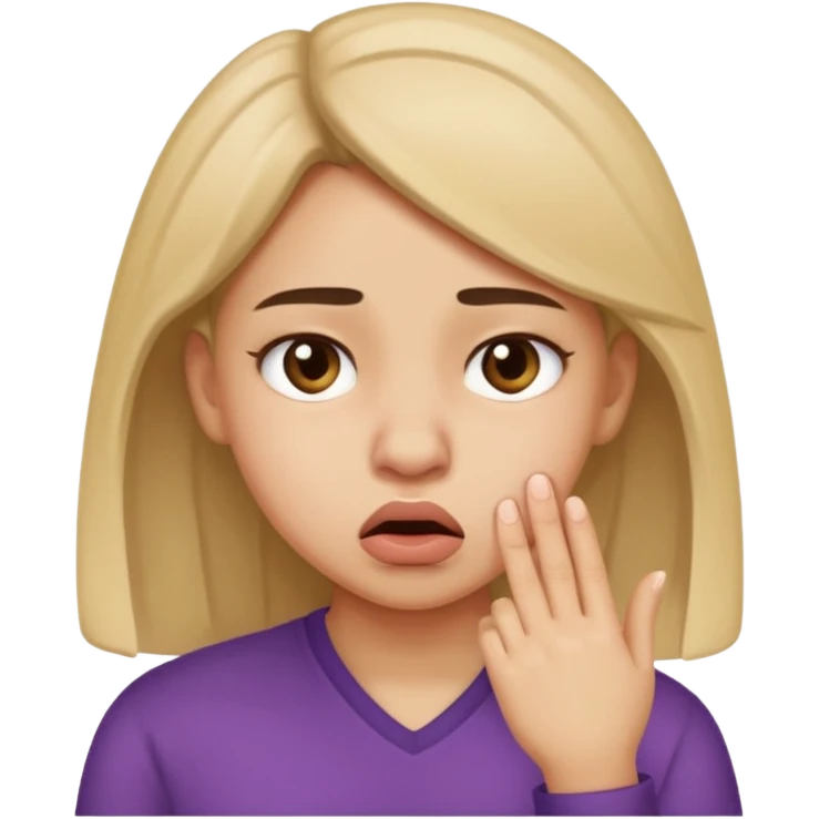 Create an emoticon. It needs to be a girl's face. She is blocking her nose to avoid the bad smell. emoji
