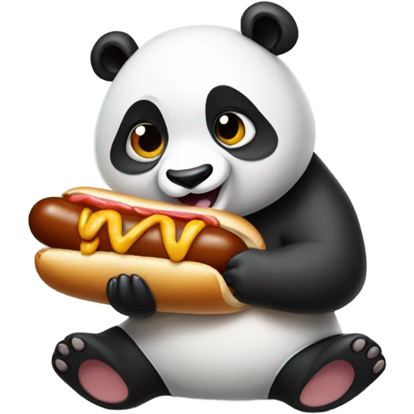 Panda eating a hot dog emoji