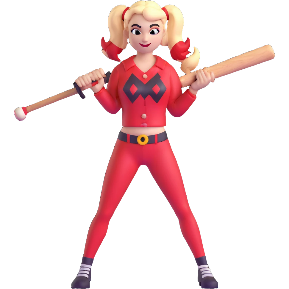 Harley Quinn holding a baseball bat emoji