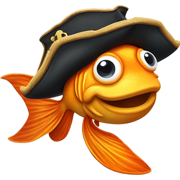 smiling goldfish cracker wearing a pirate bandana and eye patch emoji