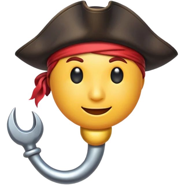 Pirate Hook, clean vector emoji,  white background emoji