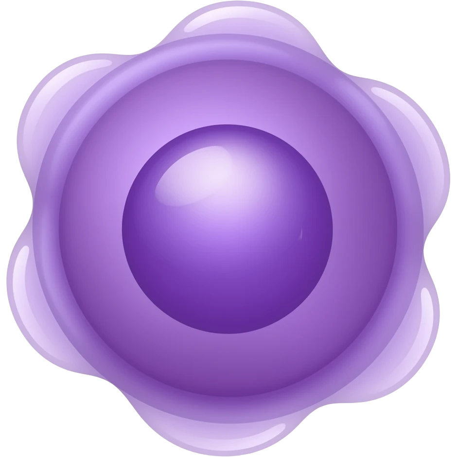 Ameba gelatinosa roxa arredondada com curvas com nucleo grande arredondado no centro emoji