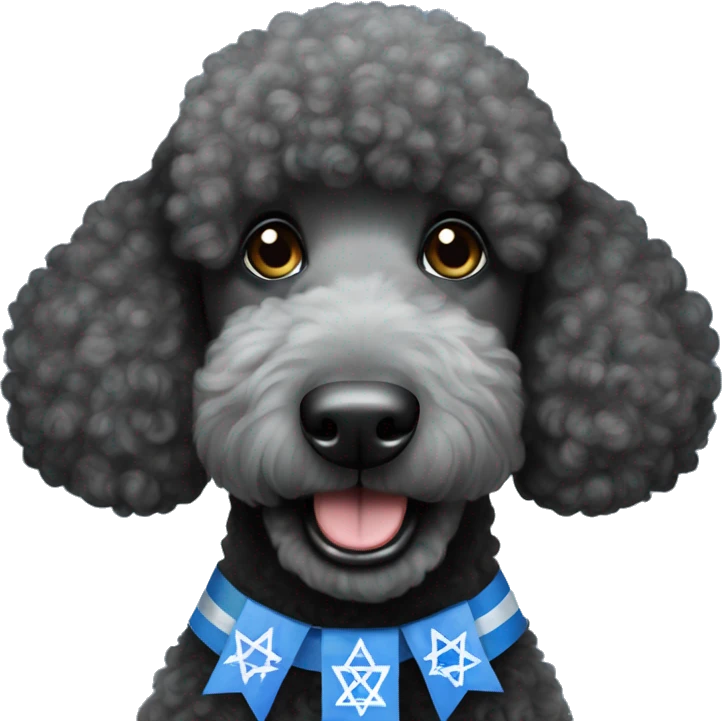 Black Standard poodle celebrating Hanukkah  emoji