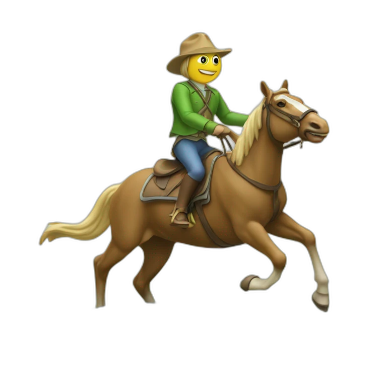 Grenouille sur un cheval qui saute emoji