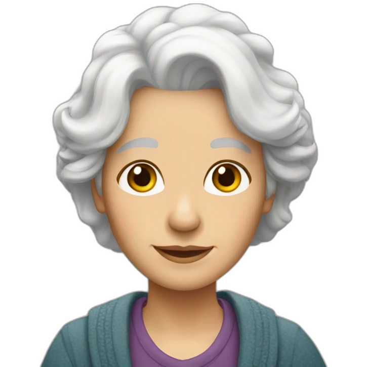 Grandma shoulder-length white hair emoji