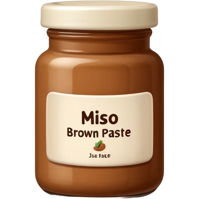 small jar of brown miso paste, minimal label. emoji