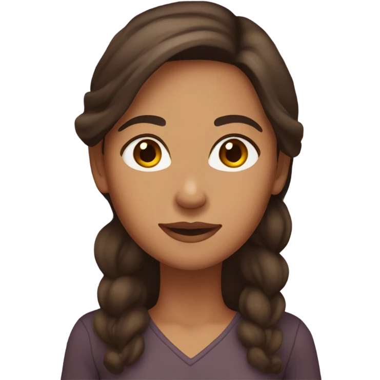 woman with long chocolate brown hair and brown eyes with tan olive skin emoji
