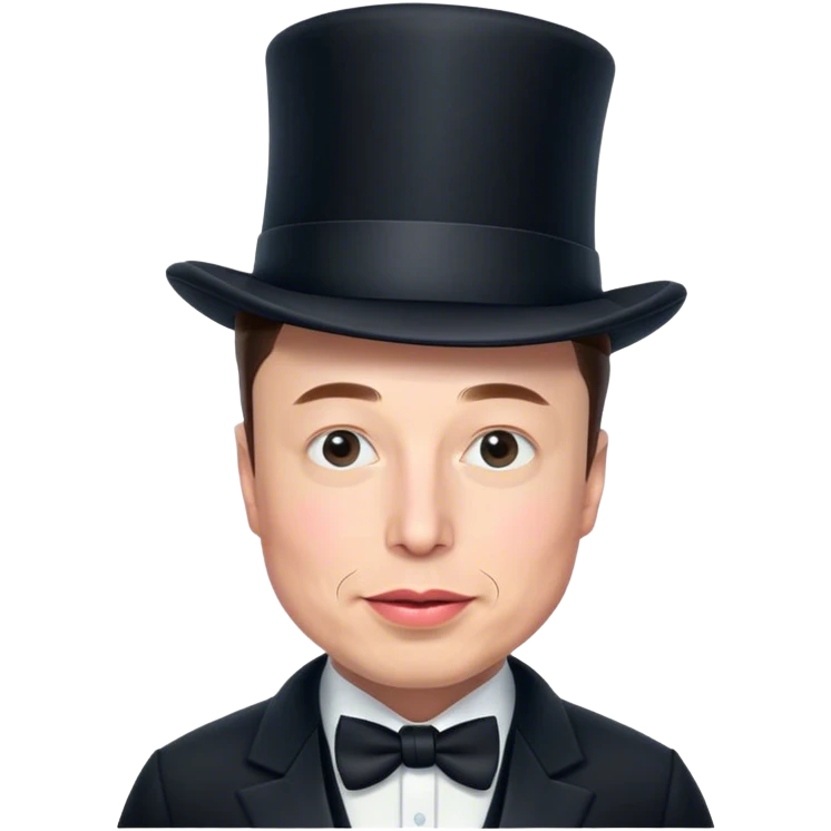elon musk wearing a tophat emoji