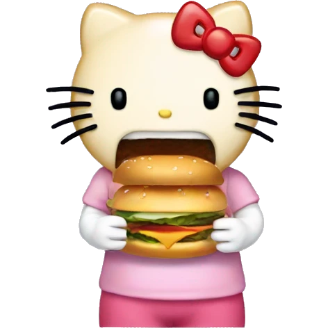 Hello kitty eating a burger  emoji