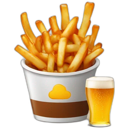 Poutine avec une bière emoji
