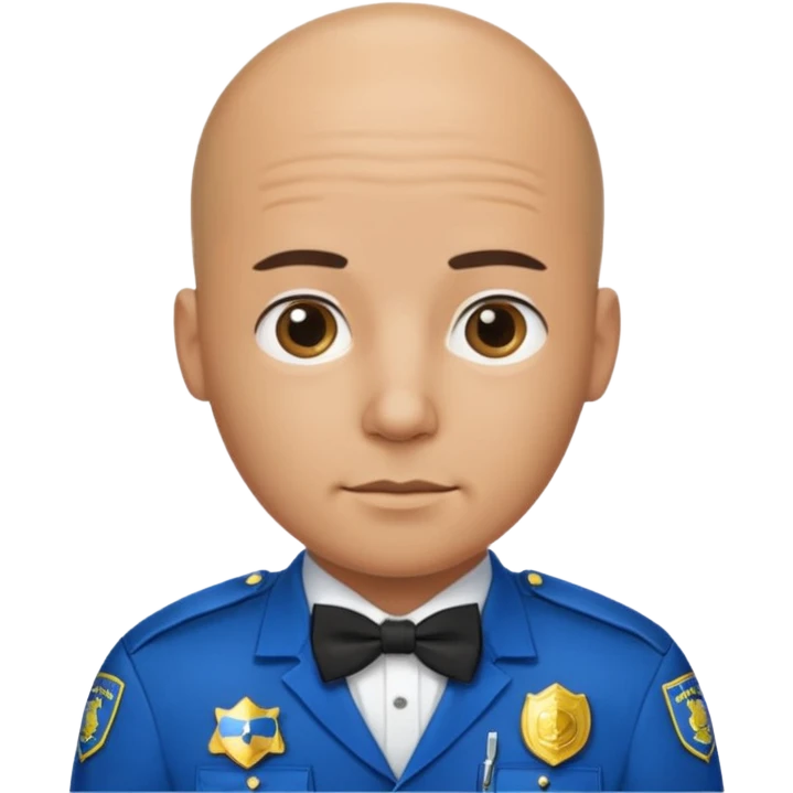 Bald with blue bow tie,police emoji