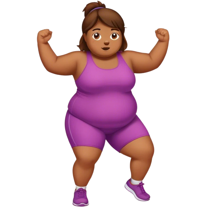 Chubby Brown girl brown hair exercising  emoji