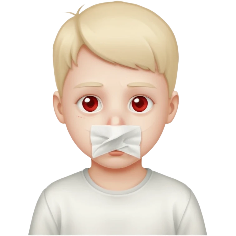 sick kid with tissue on nose emoji